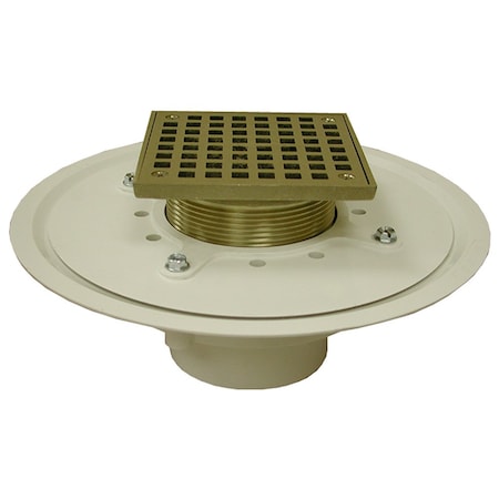 Jones Stephens 3in. Heavy Duty PVC Drain Base with 3-1/2in. Metal Spud and 5in. Nickel Bronze Strainer D50073